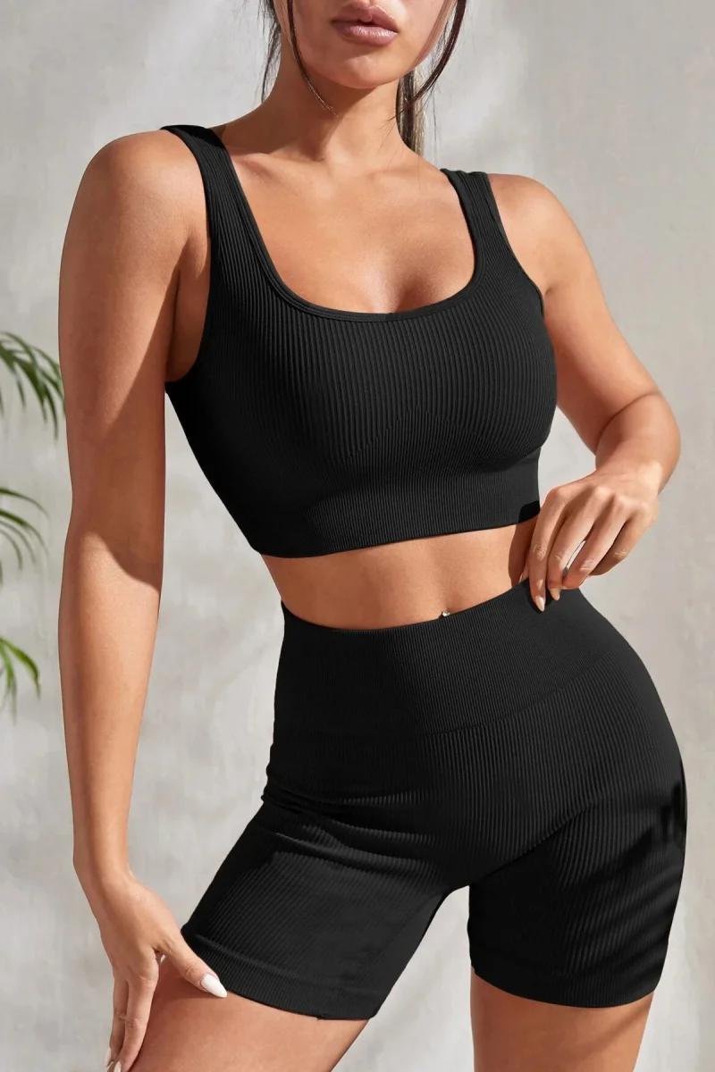 Kadın Siyah Şortlu Yüksek Bel Gecelik Takımı