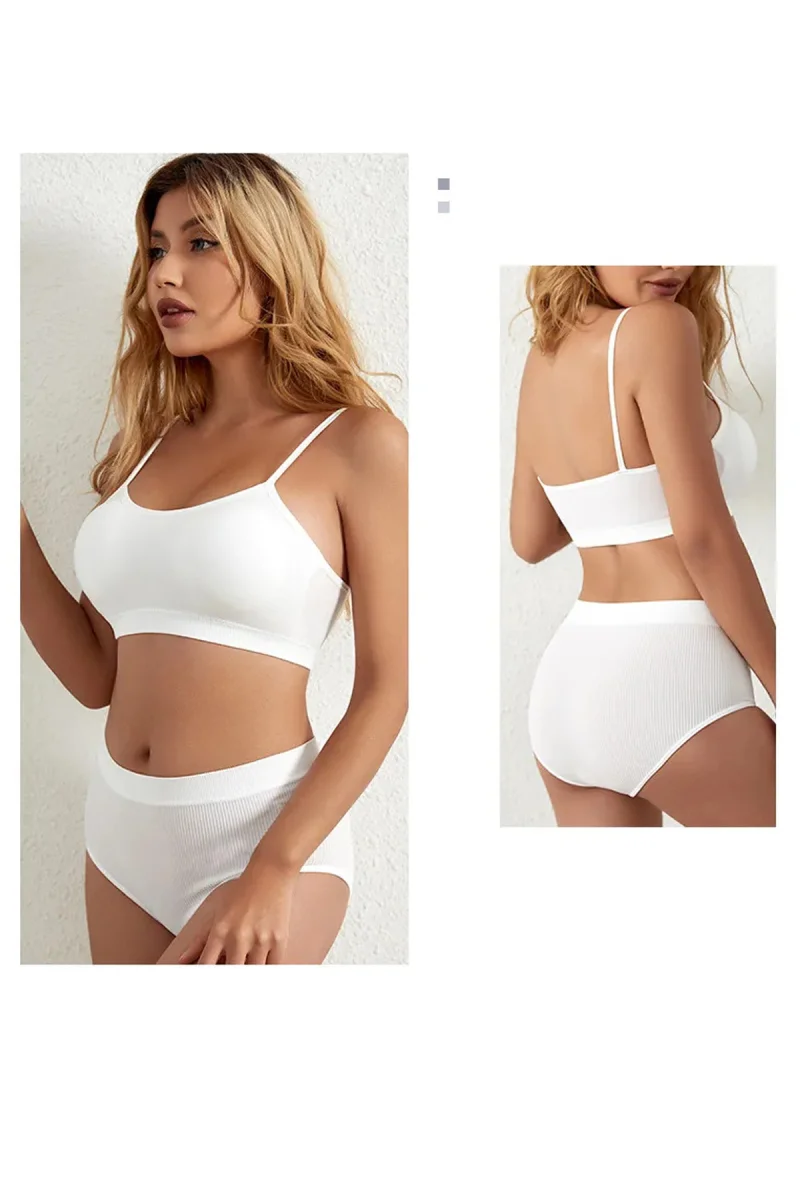 Kadın Beyaz Kaşkorse Yüksek Bel Kapsız Sütyen Külot Takım