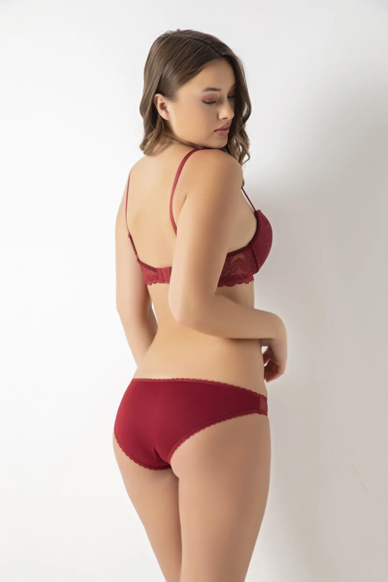 Kadın Bordo Straplez Push Up Dolgulu Sütyen Külot Takımı
