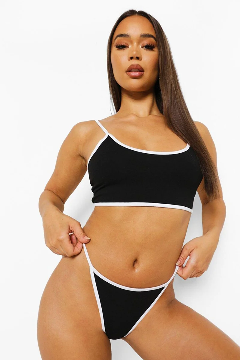 Kadın Siyah Penye Sütyen Külot Takım