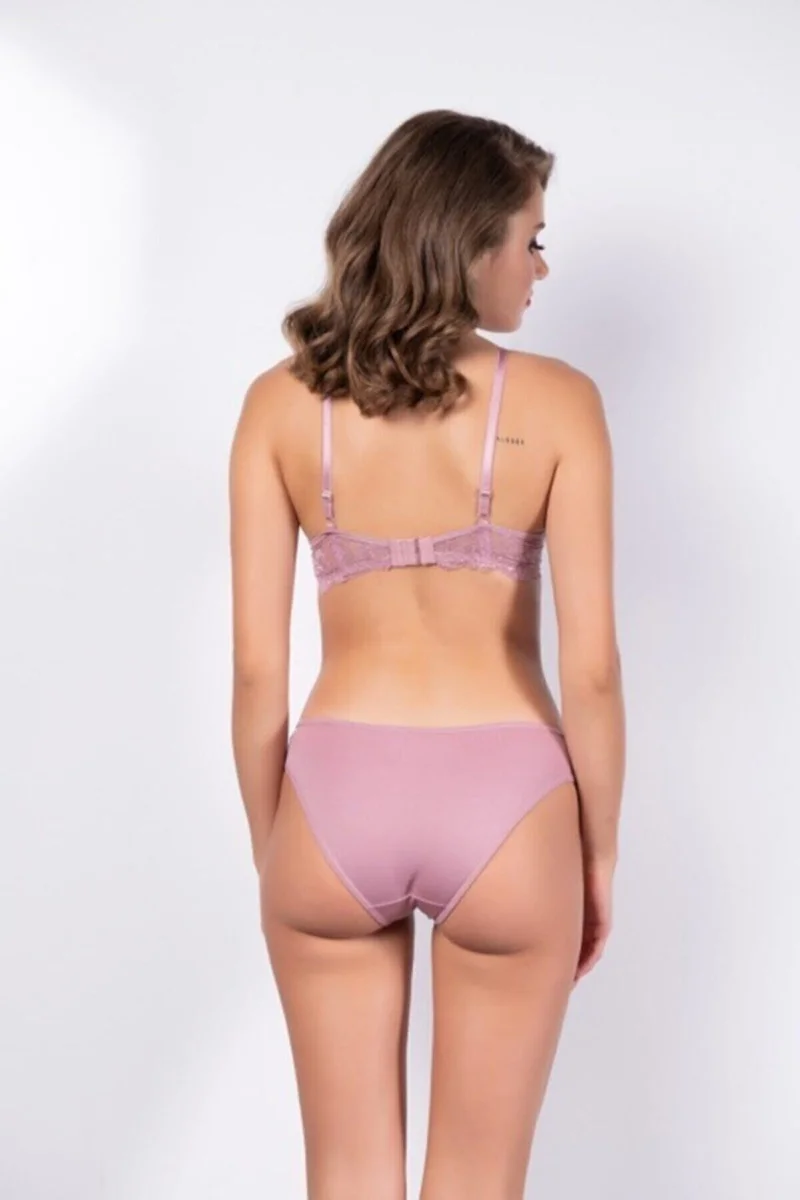 Kadın Pudra Dantel Detaylı Sütyen Ve Külot Takım