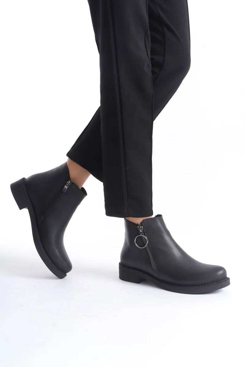 MARGARET Fermuarlı Ortopedik Taban Topuklu Kadın Bot - CST - Siyah