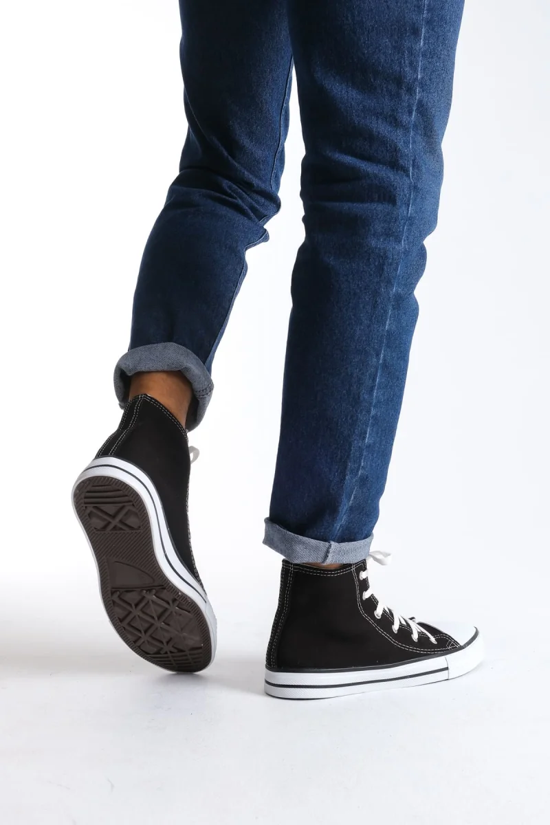 JY0423 AXE Bağcıklı Keten Kumaş Erkek Günlük Sneaker Ayakkabı KBT - Siyah