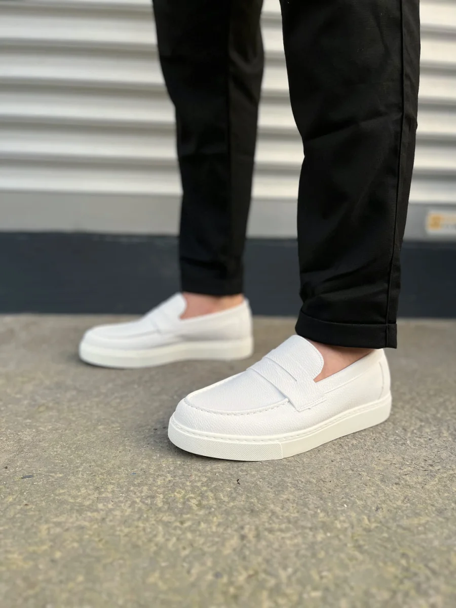 JY180 Estilo X Bağcıksız Cilt Erkek Günlük Spor Klasik Ayakkabı CBT - Beyaz