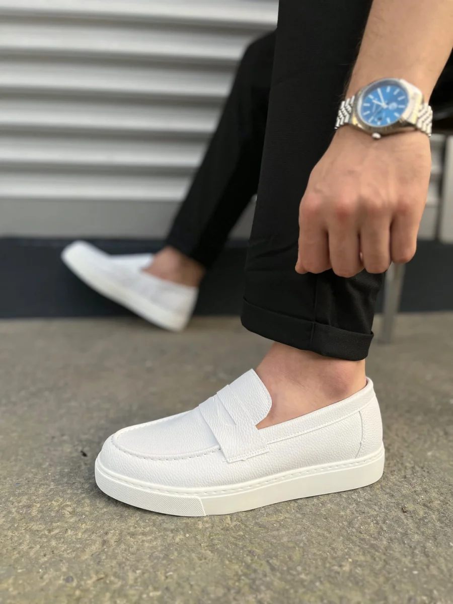 JY180 Estilo X Bağcıksız Cilt Erkek Günlük Spor Klasik Ayakkabı CBT - Beyaz