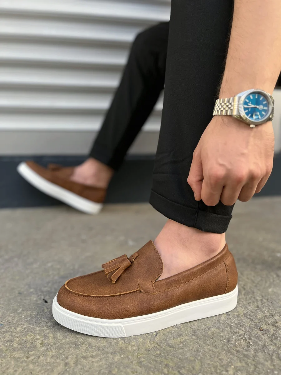 JY153 Bloom Bağcıksız Püsküllü Cilt Erkek Günlük Spor Klasik Ayakkabı CBT - Taba