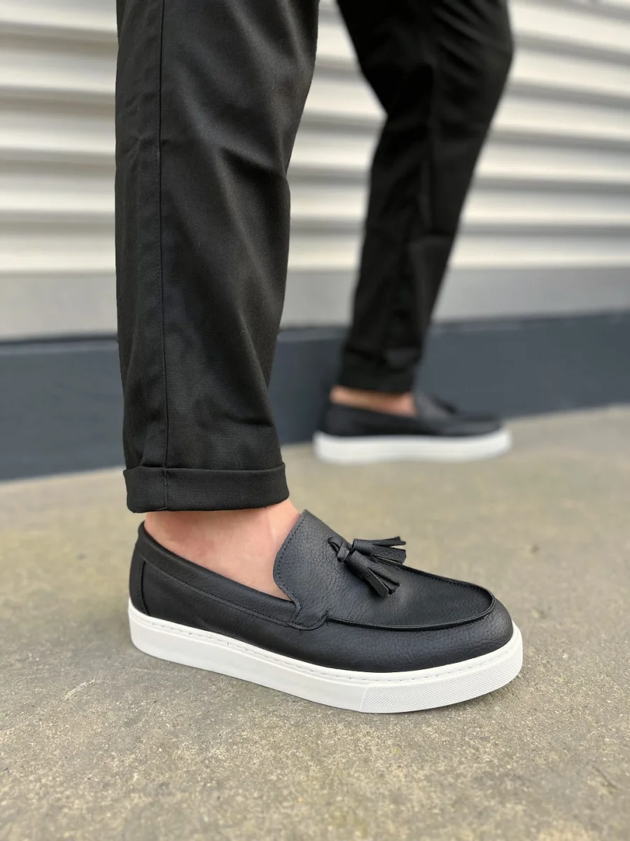 JY153 Bloom Bağcıksız Püsküllü Cilt Erkek Günlük Spor Klasik Ayakkabı CBT - Siyah