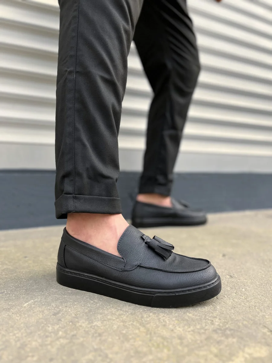 JY153 Bloom Bağcıksız Püsküllü Cilt Erkek Günlük Spor Klasik Ayakkabı CST - Siyah