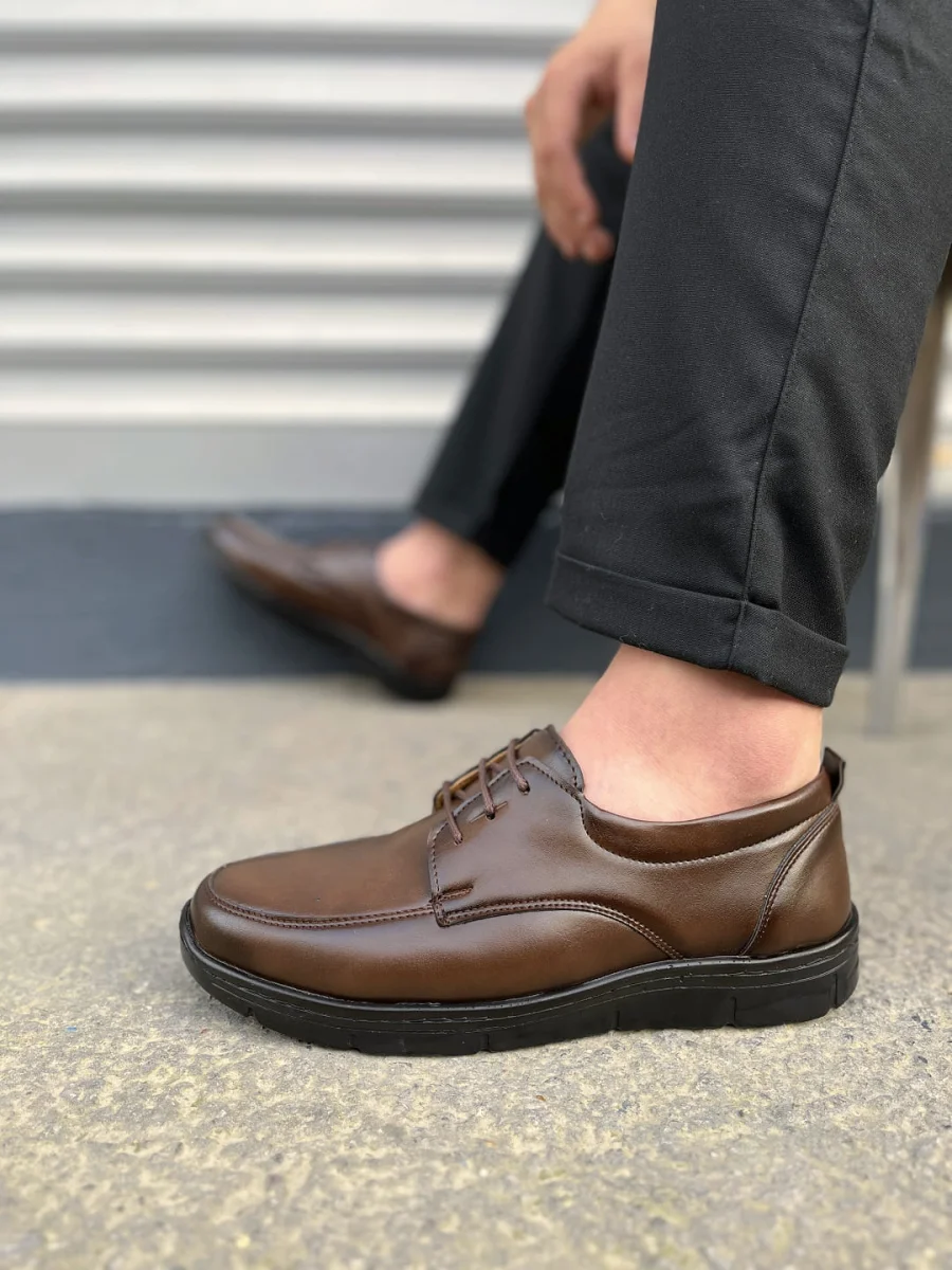 JY0510 Clasica Bağcıklı Cilt Erkek Günlük Klasik Ayakkabı CST - Kahverengi