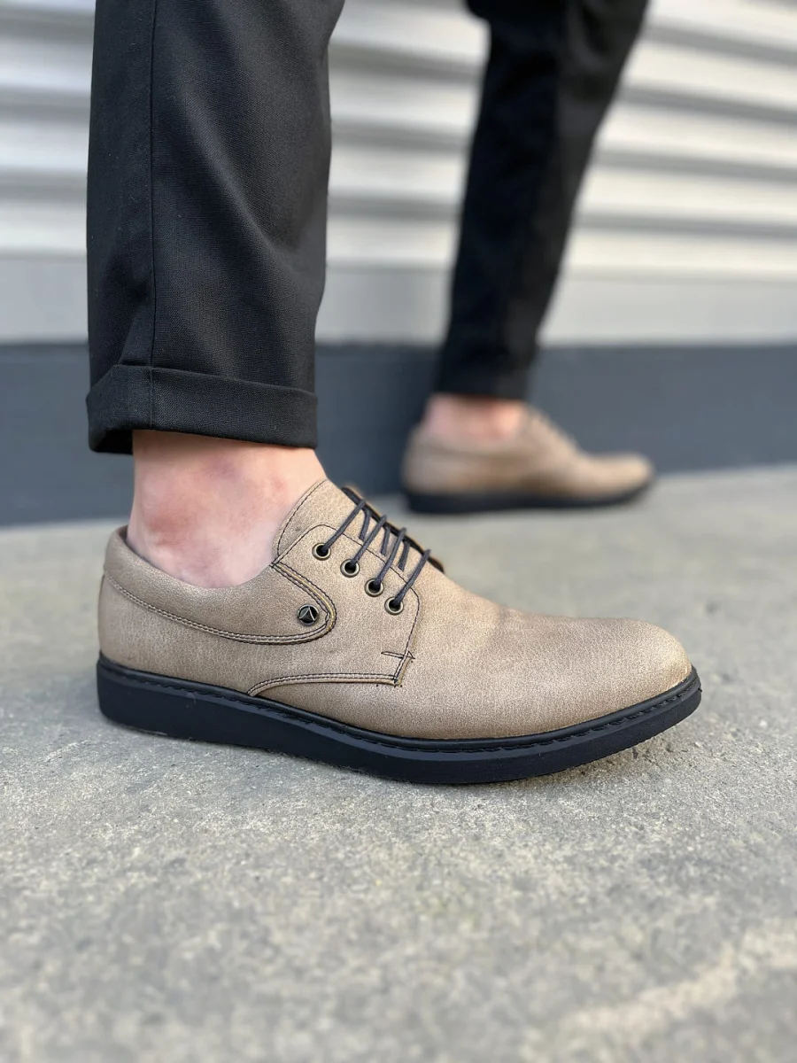 JY0610 Clasico Bağcıklı Cilt Erkek Günlük Klasik Ayakkabı CST - Gri