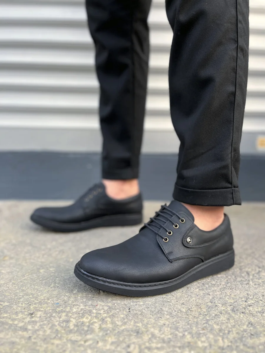 JY0610 Clasico Bağcıklı Cilt Erkek Günlük Klasik Ayakkabı CST - Mat Siyah