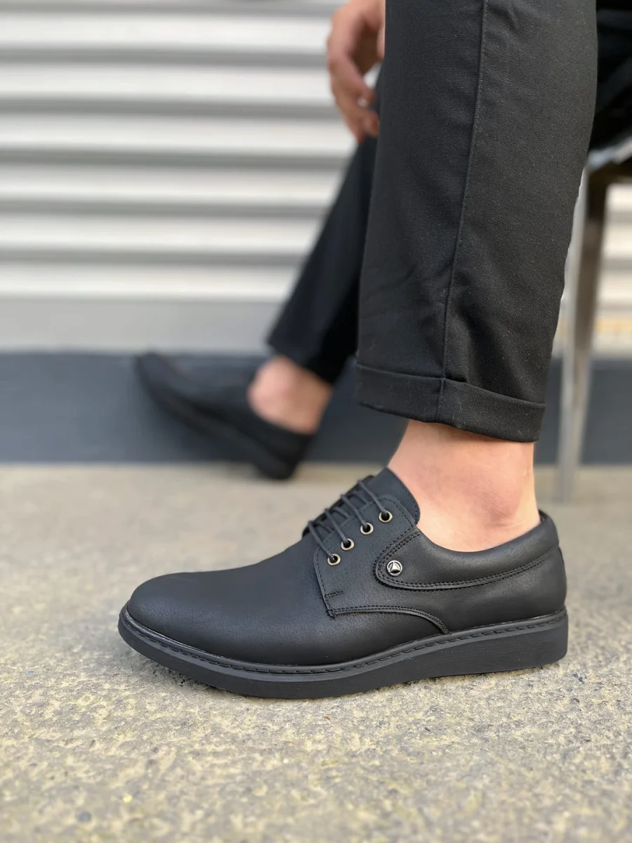 JY0610 Clasico Bağcıklı Cilt Erkek Günlük Klasik Ayakkabı CST - Mat Siyah