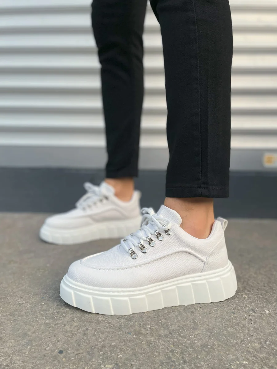 JY010 Cloud Bağcıklı Cilt Erkek Günlük Sneaker Ayakkabı CBT - Beyaz