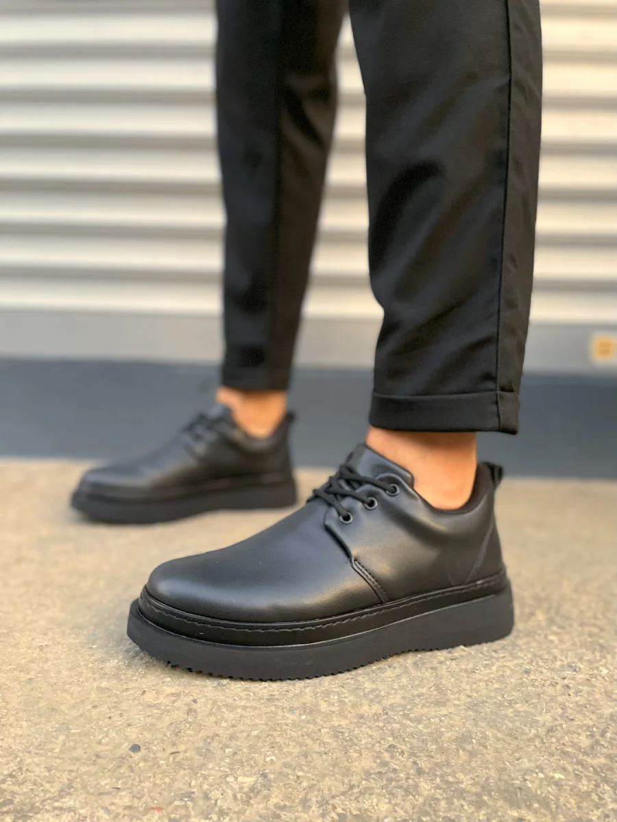 JY03 Luxor Bağcıklı Cilt Erkek Günlük Spor Klasik Ayakkabı CST - Siyah