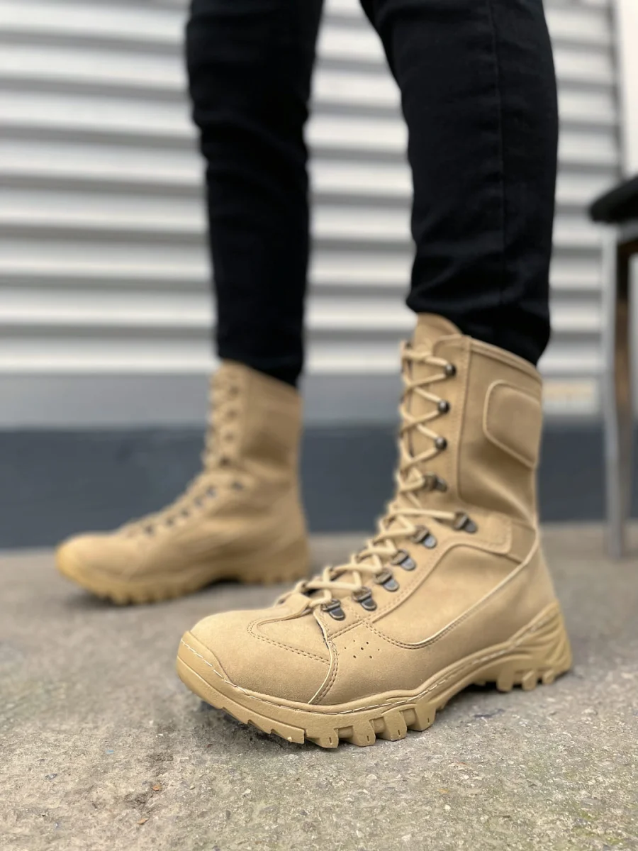 JY999 Strike Bağcıklı Ortopedik Taban Günlük Süet Erkek Askeri Postal Bot SKT Kum
