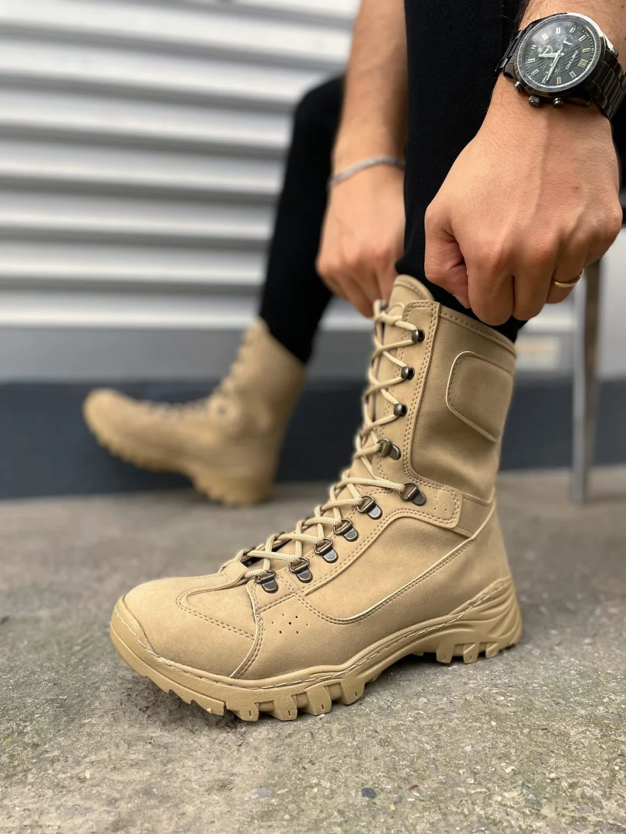 JY999 Strike Bağcıklı Ortopedik Taban Günlük Süet Erkek Askeri Postal Bot SKT Kum