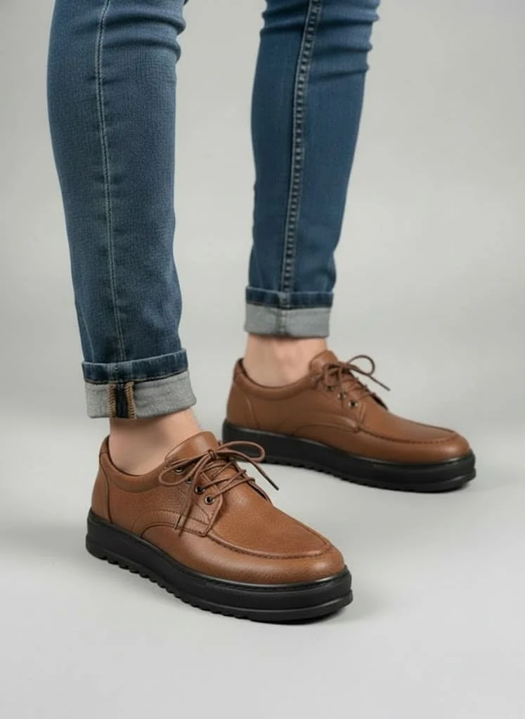 JY-T12x Arts Bağcıklı Cilt Erkek Günlük Spor Klasik Ayakkabı CST - Taba