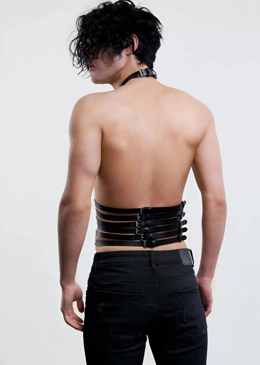 Erkek  Fantazi Giyim Parelel Detaylı Üçgen Harness - Brfm48