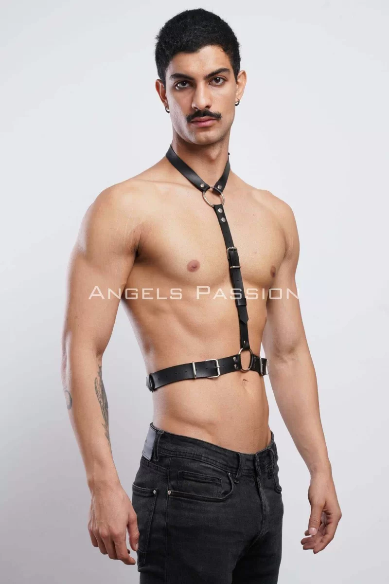 Deri Boyundan Askılı Erkek  Harness, Clubwear, Leather Partywear - Brfm124