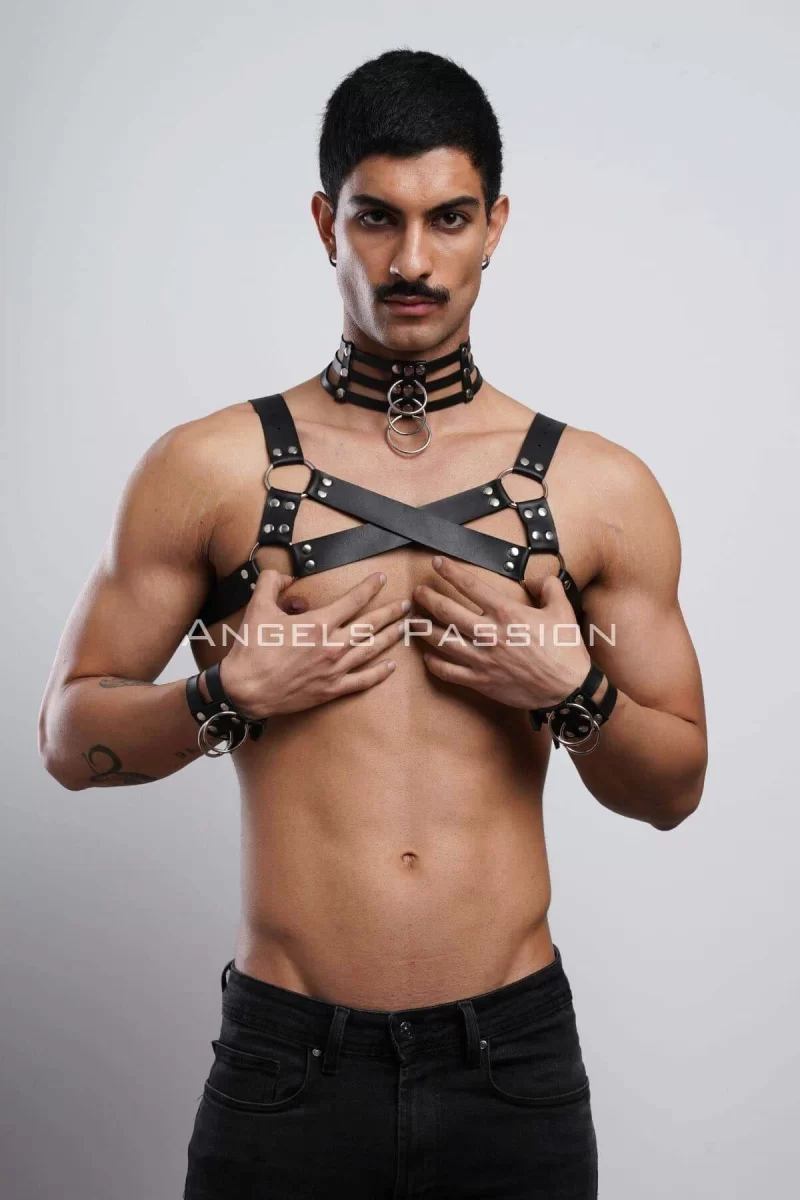Gay Fantazi Giyim, Erkek  Partywear, Tecnowear, Erkek  Göğüs Harness- Brfm55