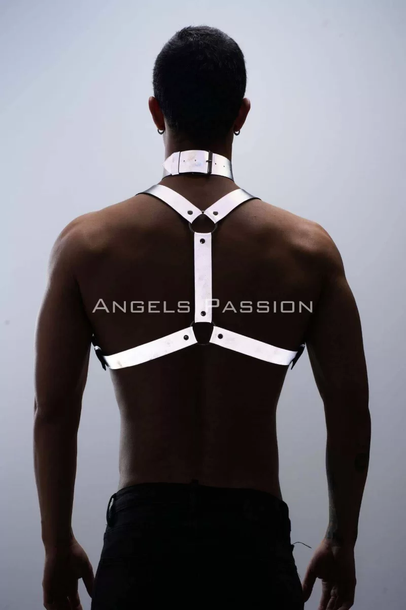 Karanlıkta Parlayan (reflektörlü) Choker Ve Göğüs Harness Takım, Clubwear - Brfm35