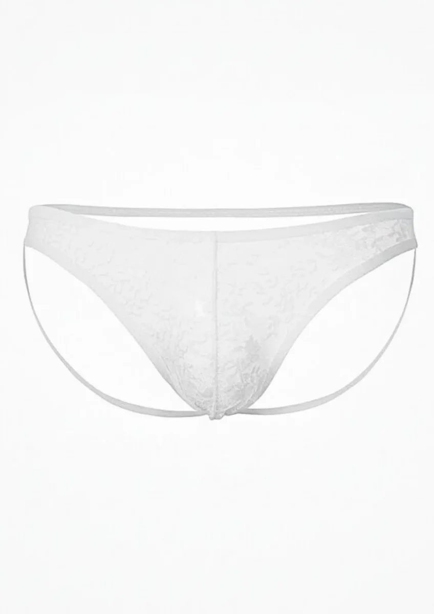 Seksi Dantelli Arkası Açık Seksi Beyaz Erkek Külot