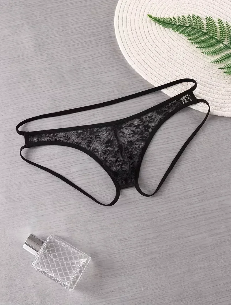 Seksi Dantelli Arkası Açık Seksi Siyah Erkek Külot