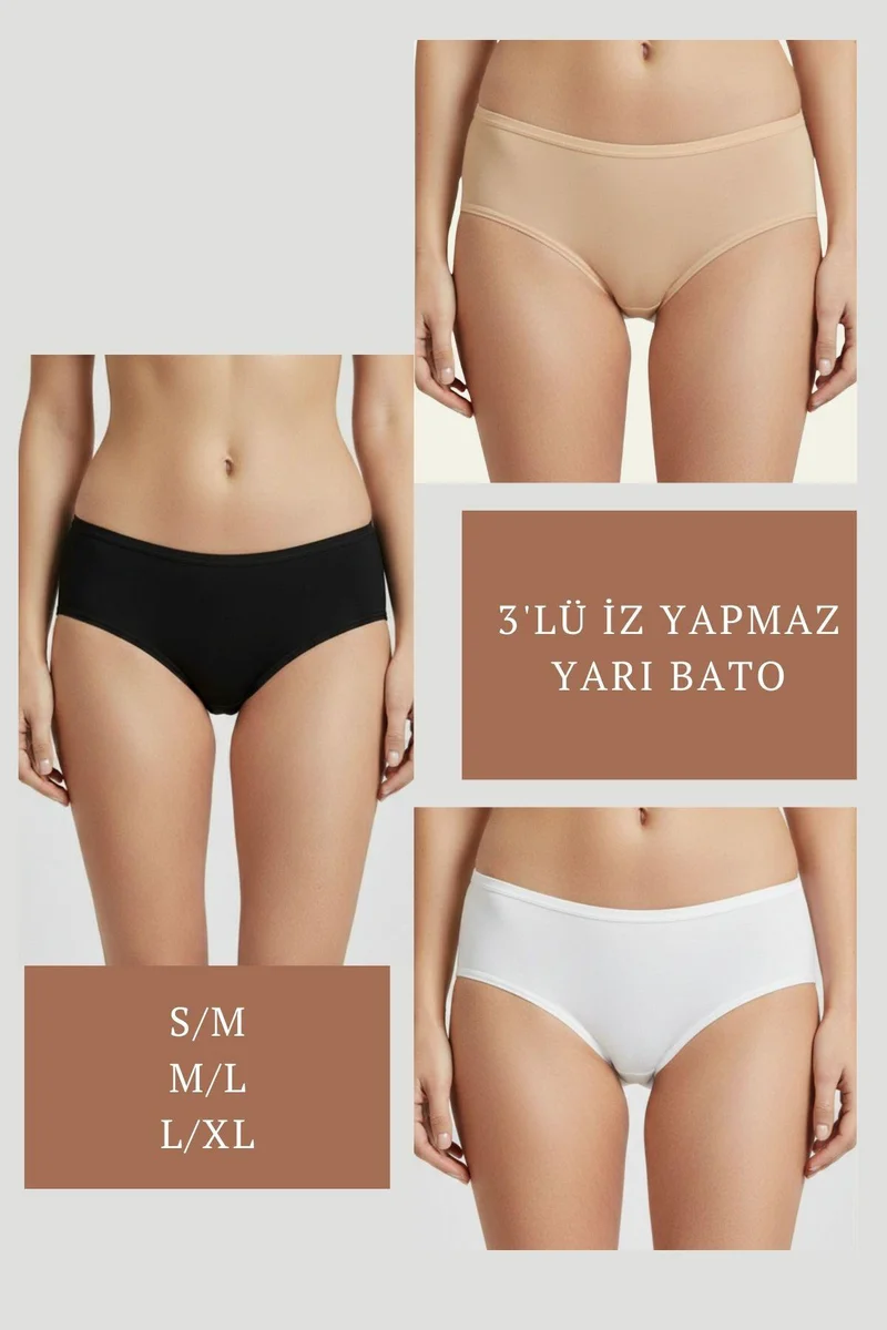 3lü Set Külot-siyah-beyaz-ten Dor2850