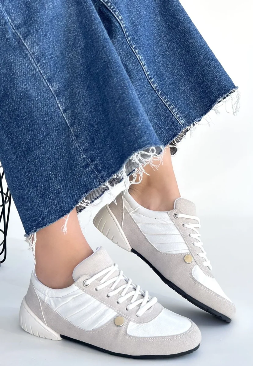 Jawen Gri Nubuk Beyaz Detaylı Spor Ayakkabı