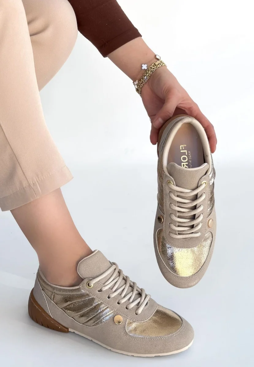 Jawen Bej Nubuk Gold Detaylı Spor Ayakkabı