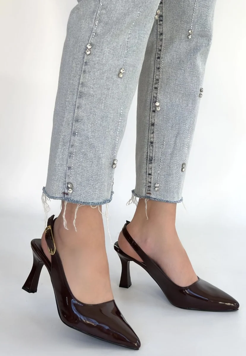 Hies Kahverengi Rugan Topuklu Ayakkabı