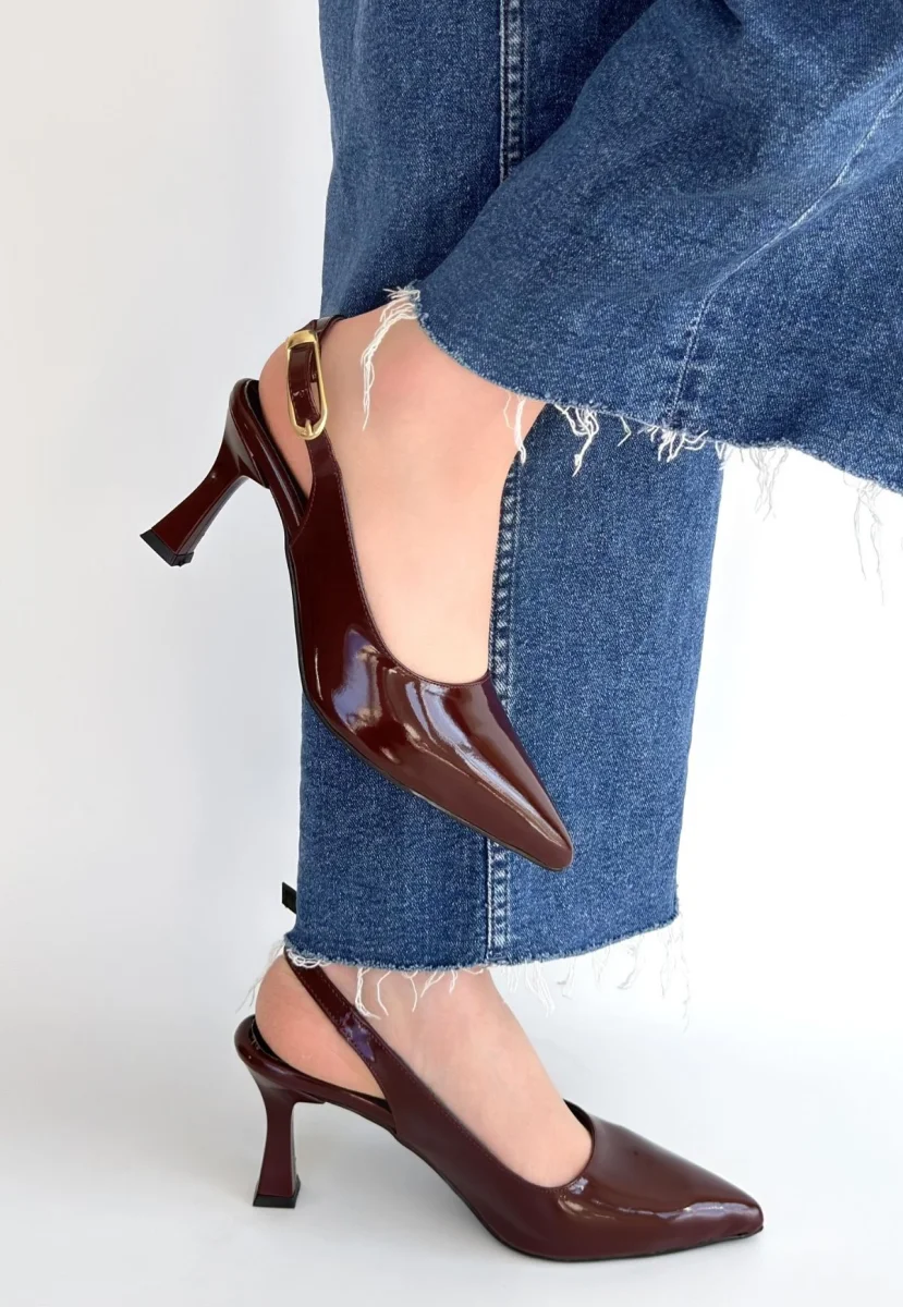 Hies Bordo Rugan Topuklu Ayakkabı