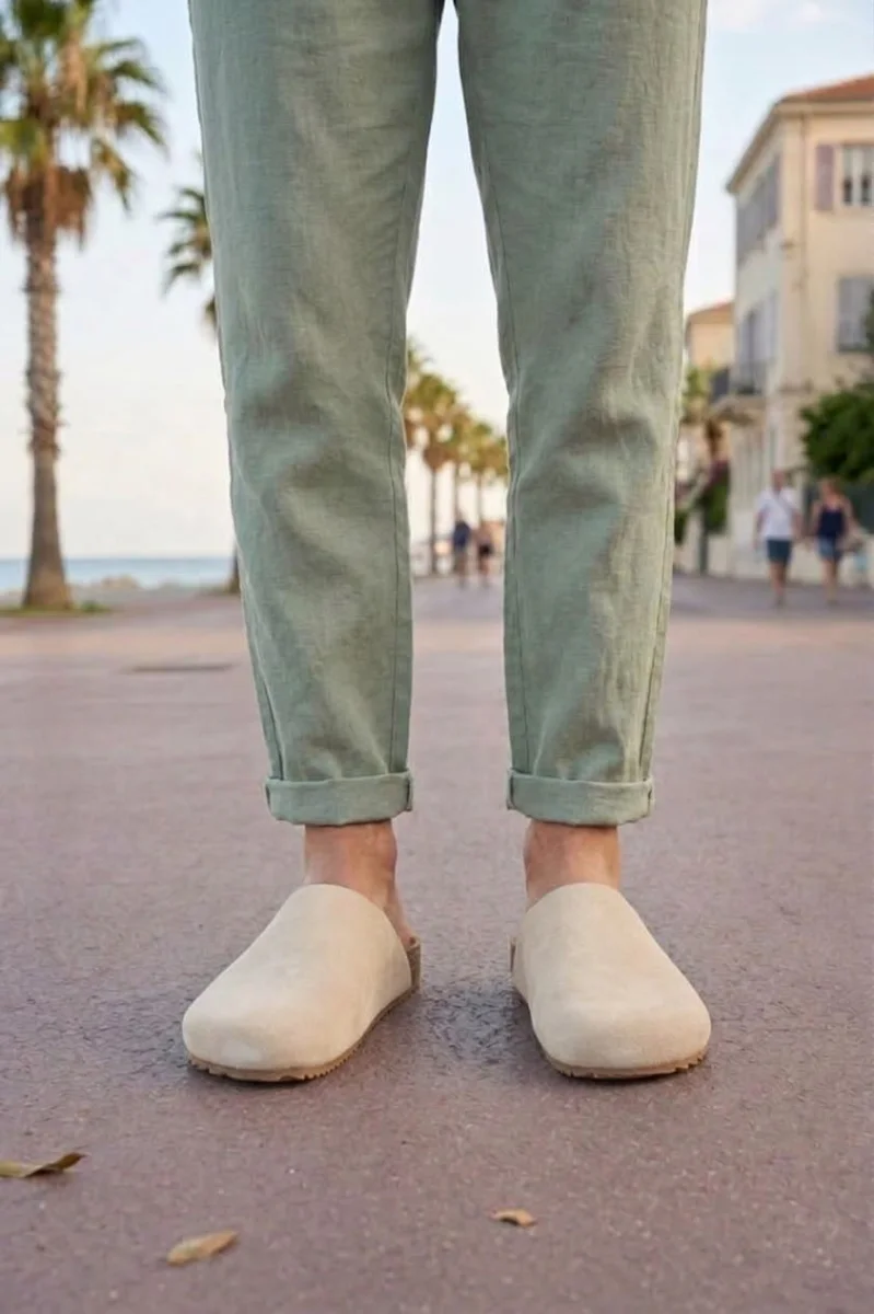 JY0556 Ravn Bağcıksız Hakiki Süet Deri Erkek Günlük Mantar Taban Loafer Klasik Ayakkabı HDMT - Krem