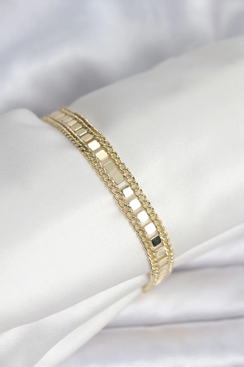 316L Çelik Gold Renk Pullu Zincir Model Kadın Bileklik