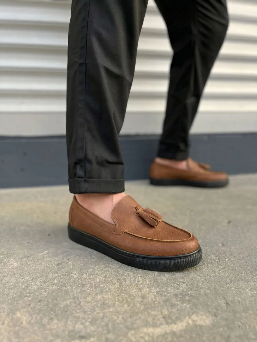 JY153 Bloom Bağcıksız Püsküllü Cilt Erkek Günlük Spor Klasik Ayakkabı CST - Taba