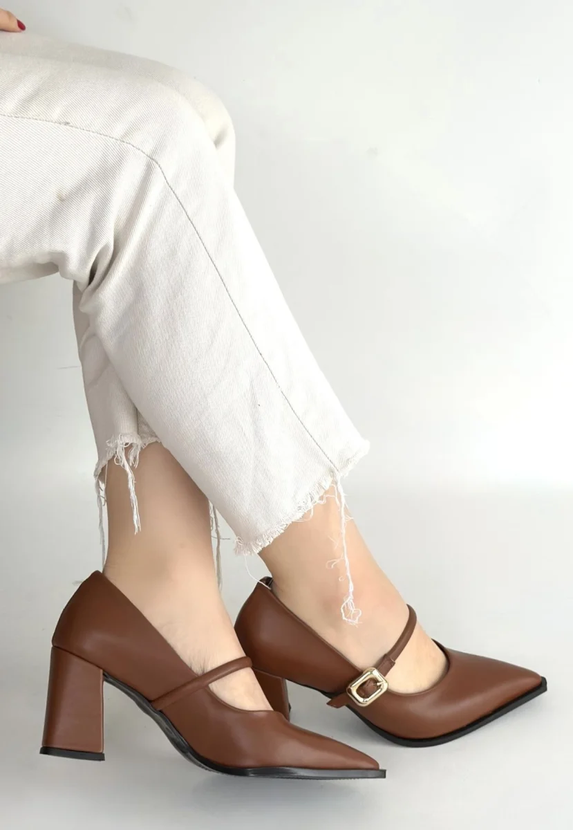 Nıvra Taba Cilt Topuklu Ayakkabı