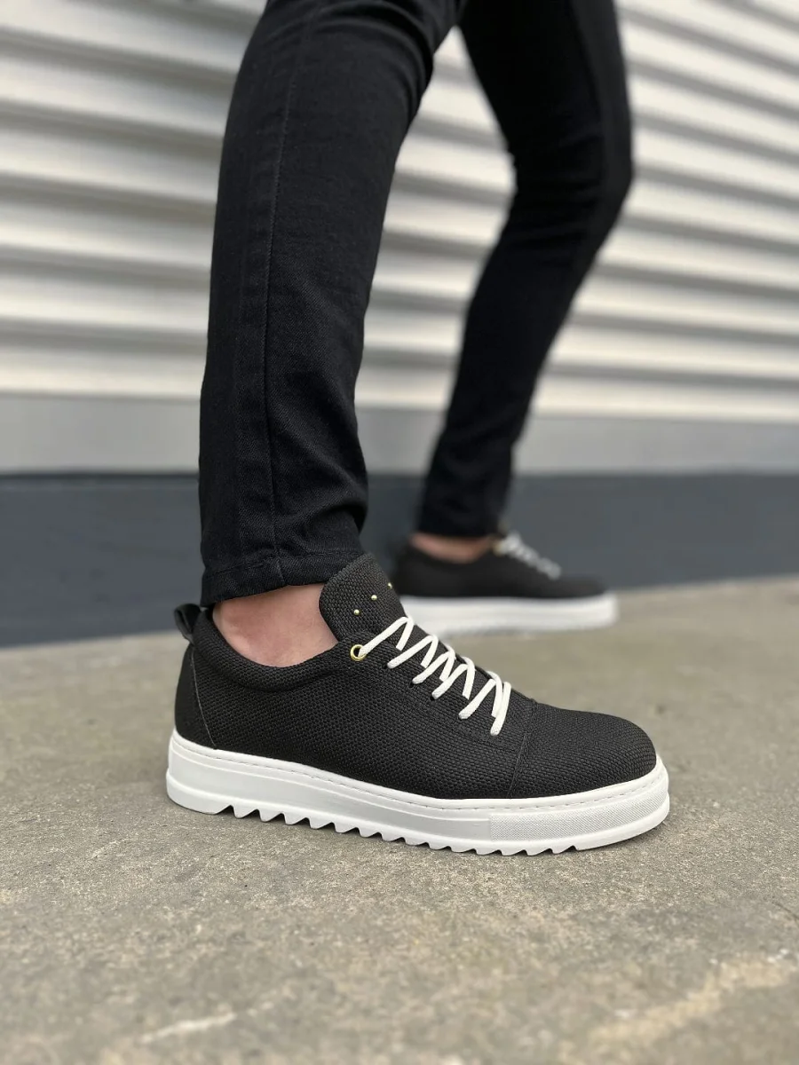 JY152 Cool Bağcıklı Keten Erkek Günlük Spor Klasik Ayakkabı KBT - Siyah