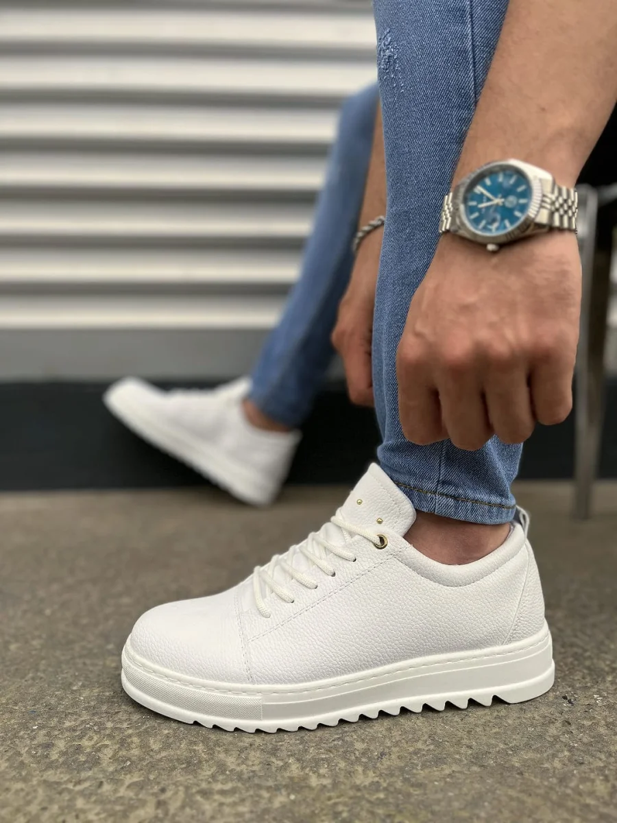 JY152 Cool Bağcıklı Cilt Erkek Günlük Spor Klasik Ayakkabı CBT - Beyaz