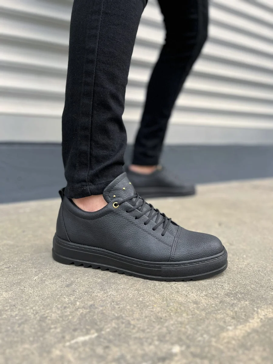 JY152 Cool Bağcıklı Cilt Erkek Günlük Spor Klasik Ayakkabı CST - Siyah