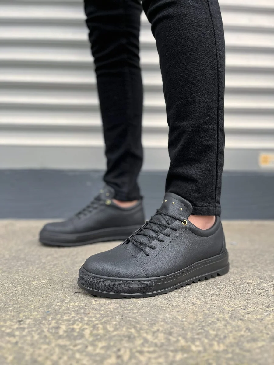 JY152 Cool Bağcıklı Cilt Erkek Günlük Spor Klasik Ayakkabı CST - Siyah