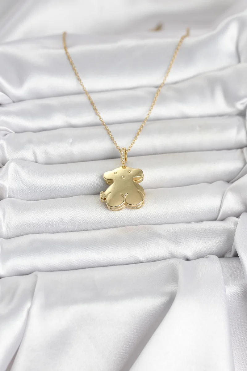 316L Çelik Zincir Gold Renk Ayıcık Model Açılabilir Kadın Kolye