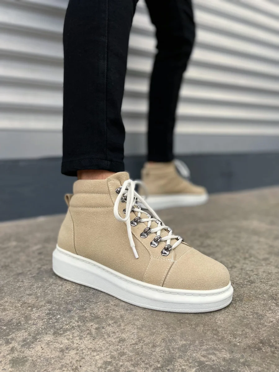 JY206 Ottawa Bağcıklı Ortopedik Taban Süet Erkek Spor Bot SBT - Krem