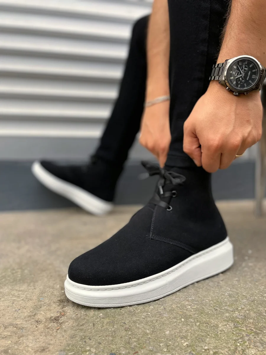 JY207 Oslo Bağcıklı Ortopedik Taban Süet Erkek Spor Bot SBT - Siyah