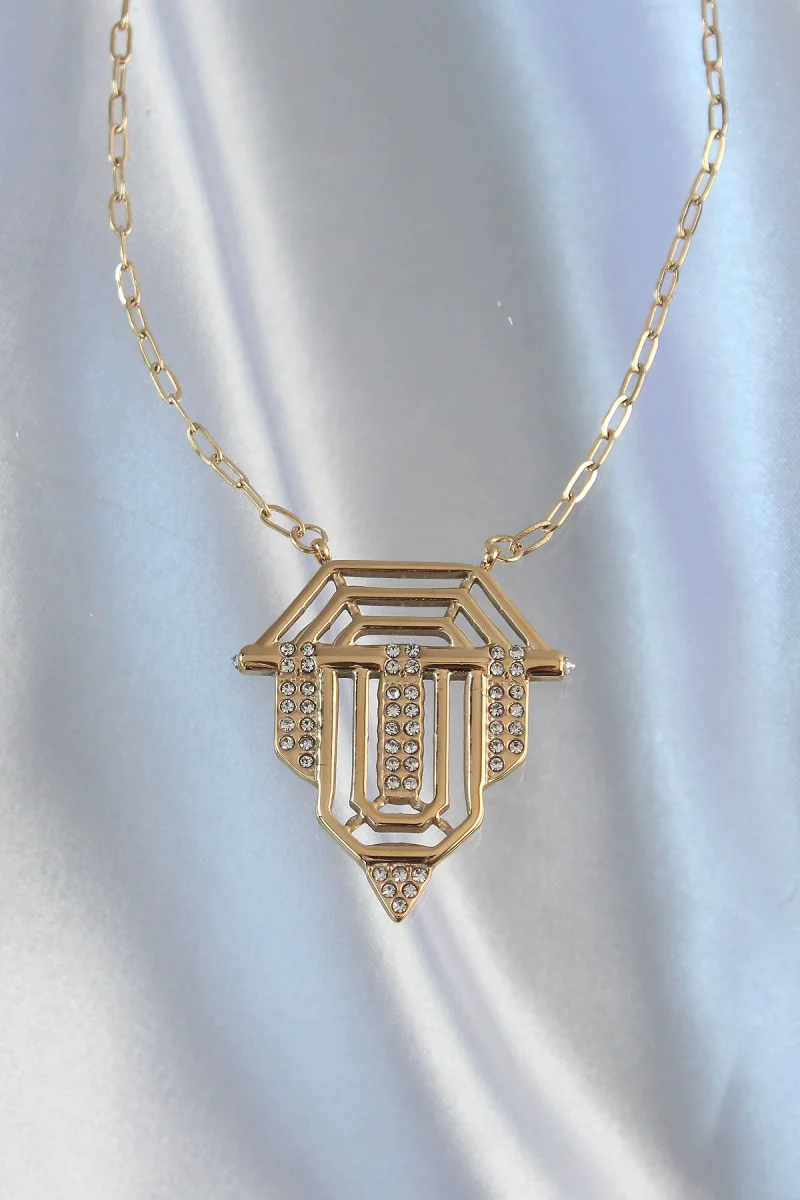 316L Çelik Zincir Gold Renk Zirkon Taşlı Serenay Kolyesi