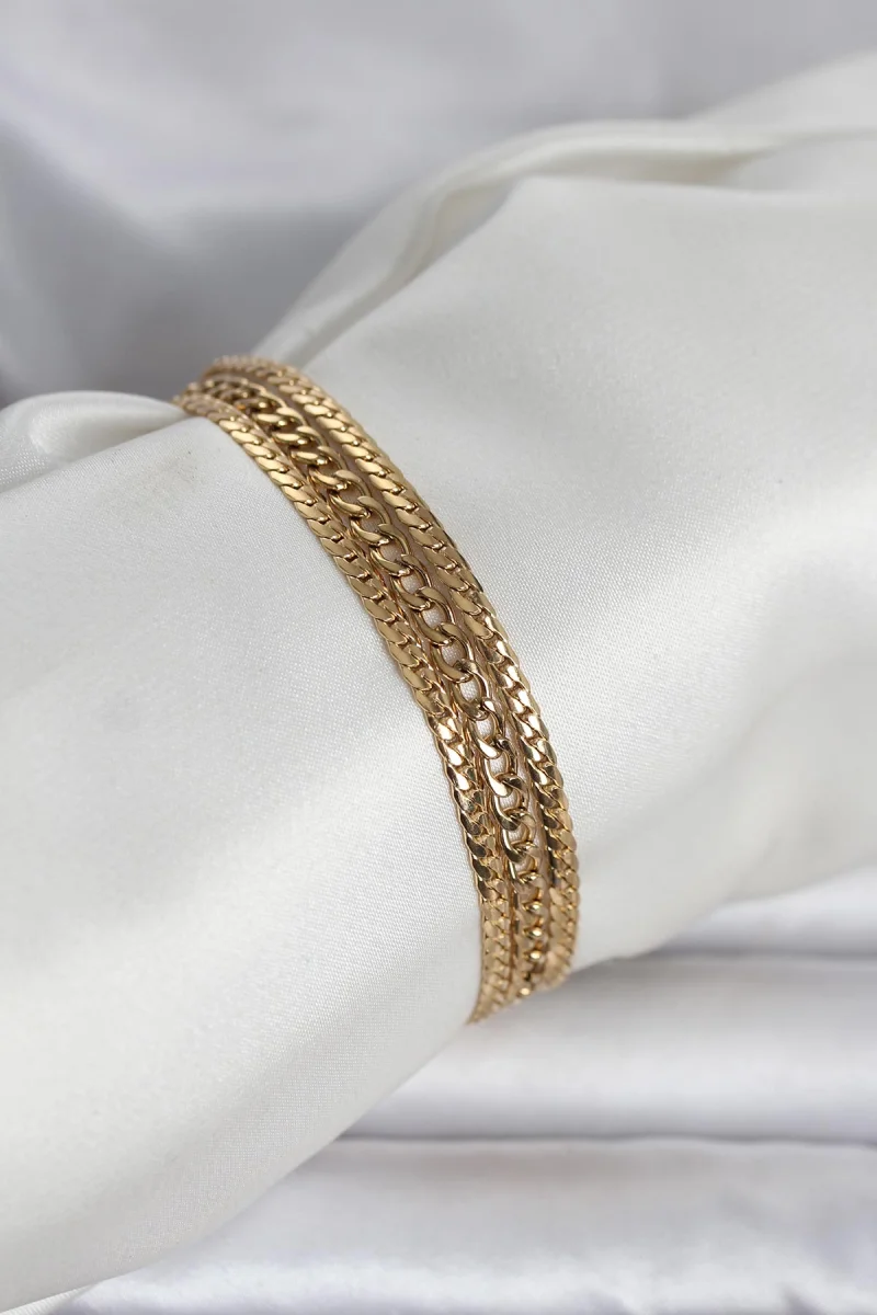 316L Çelik Gold Renk 3'lü Kadın Bileklik