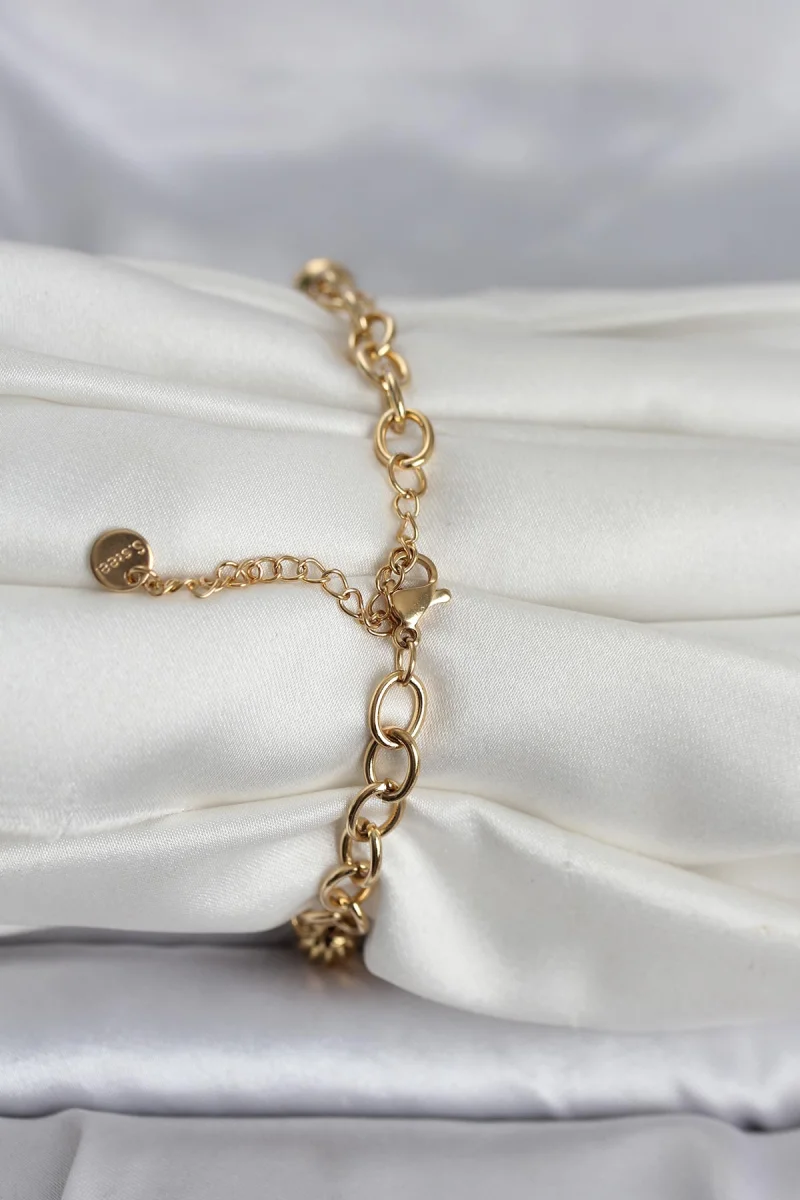 316L Çelik Gold Renk Kelebek ve Dorikalı Kadın Bileklik