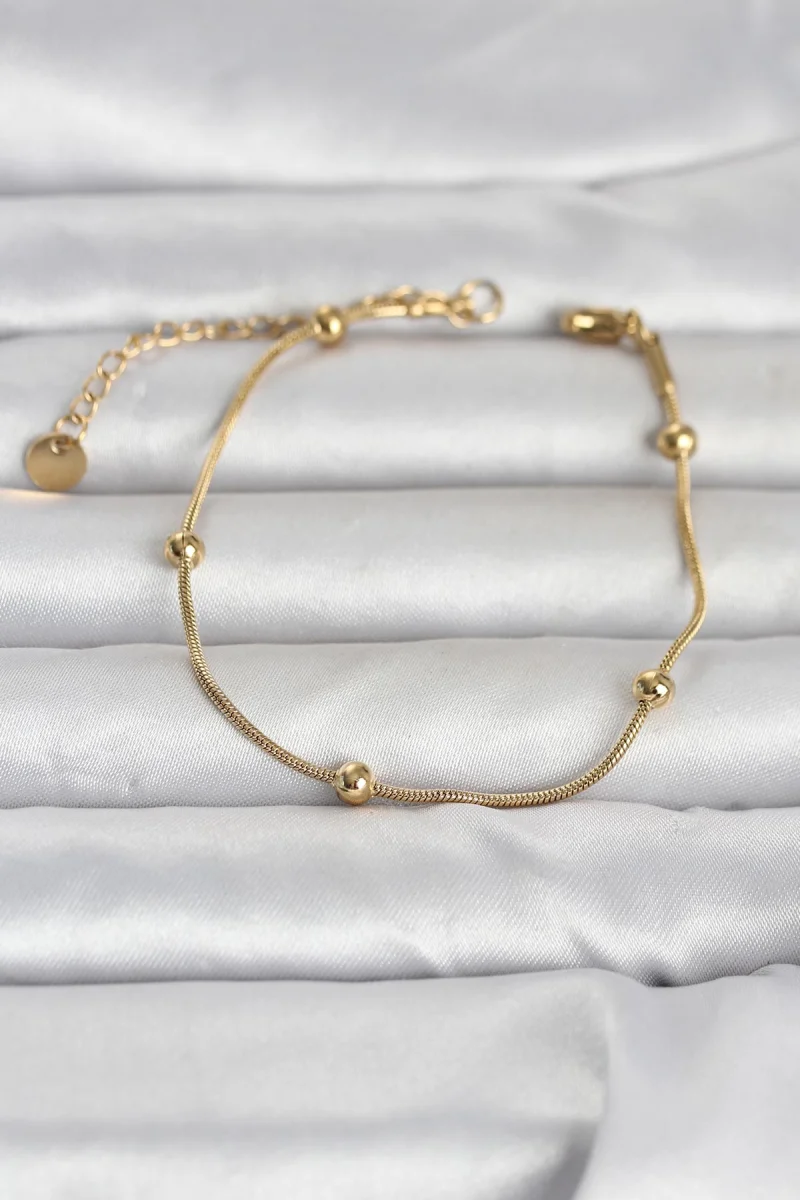 316L Çelik Gold Renk Top Zincirli Kadın Bileklik