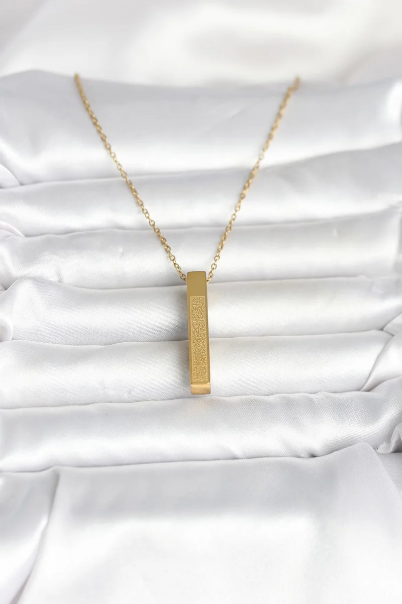 316L Çelik Gold Renk Ayetel Kürsi Yazılı Bar Çubuk Kolye