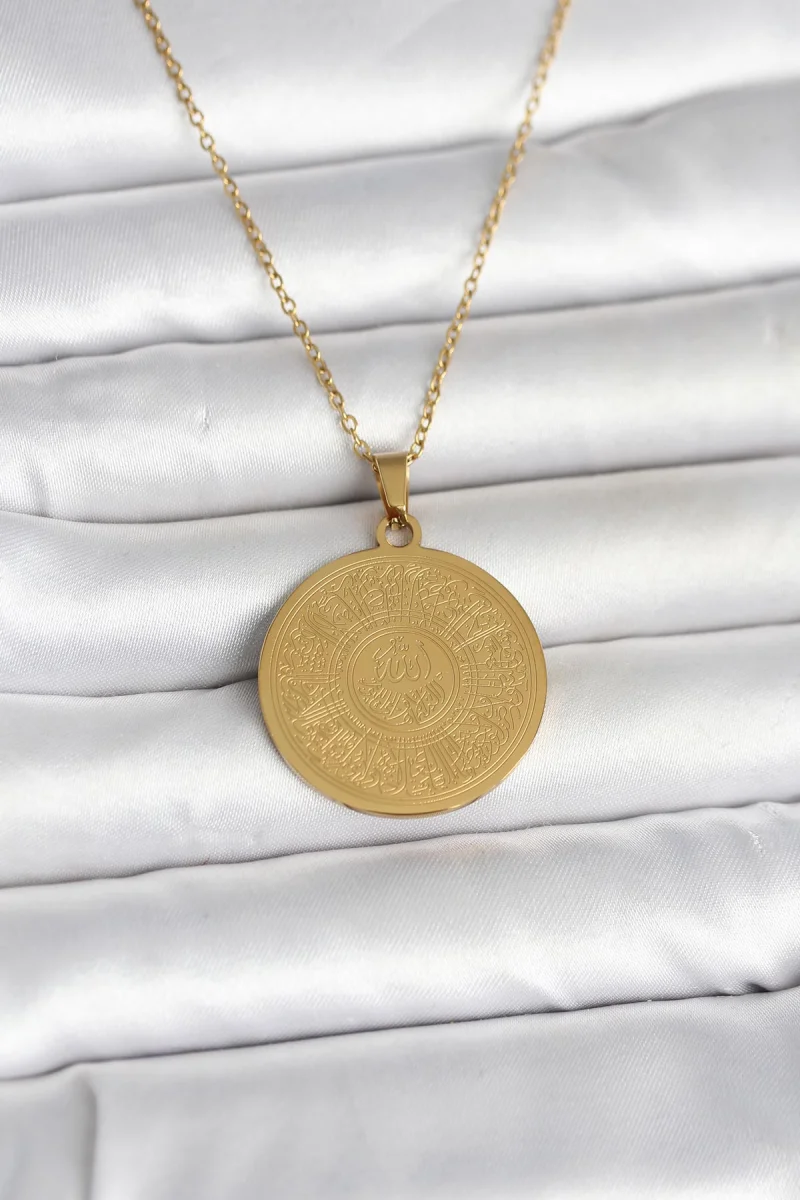 316L Çelik Gold Renk Ayetel Kürsi Yazılı Kolye