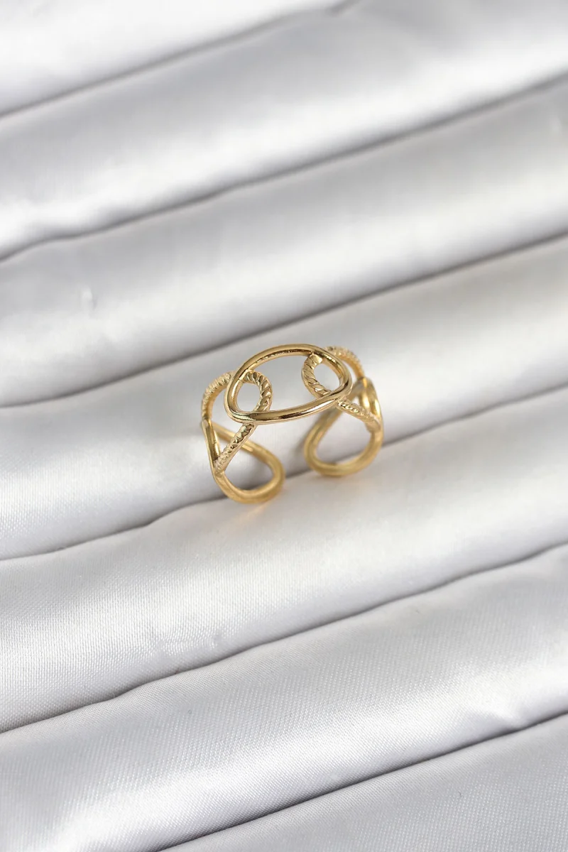 316L Çelik Gold Renk Zincir Model Kadın Yüzük